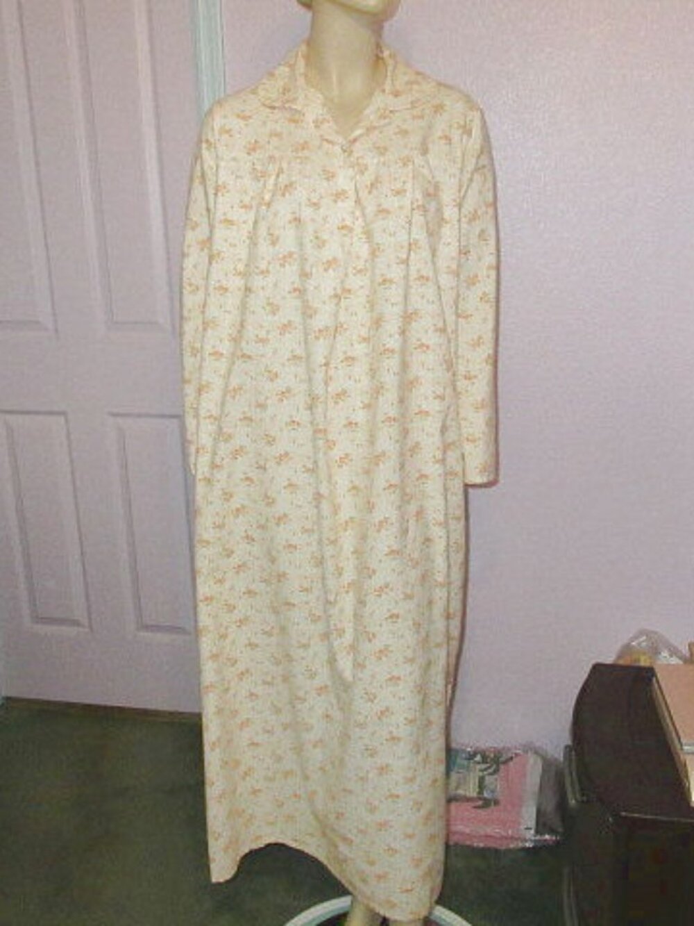 Vtg 80s Sears Flannel Nightgown Size XL Floral Long Cabincore Grannycore Prairie